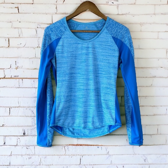 Athleta Long Sleeve Scoop Neck Blue Shirt S - Picture 1 of 8
